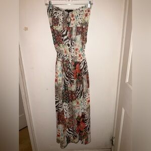 grass collection Multicolor Floral & Zebra Print Maxi Dress